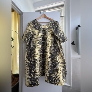 Ganni Zebra Print Dress in Yellow and Black